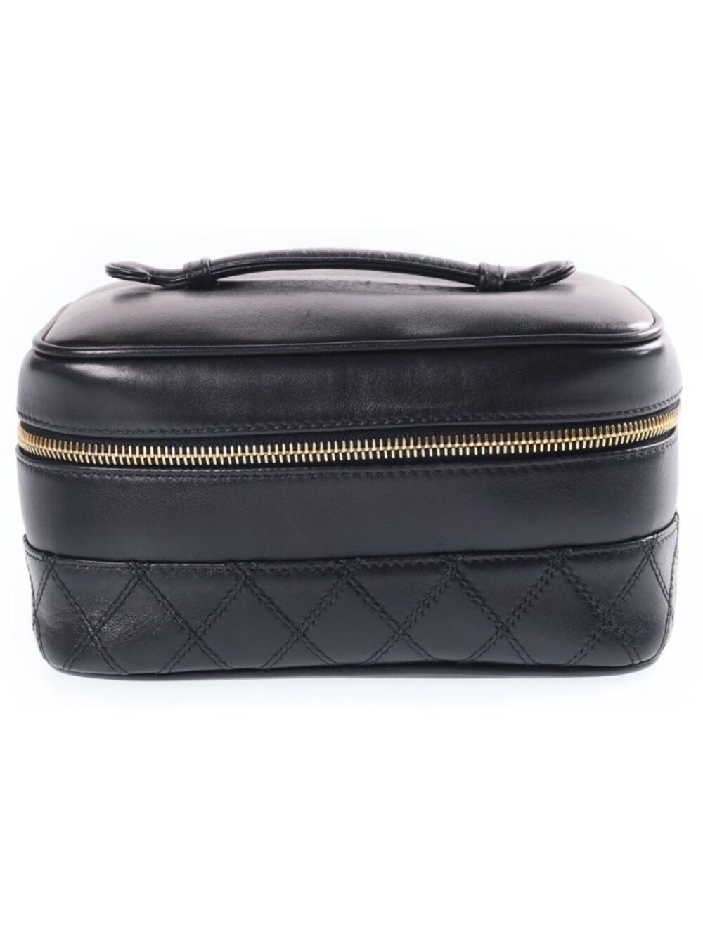 Chanel Bicolor Vanity Pouch Black Lambskin Gold